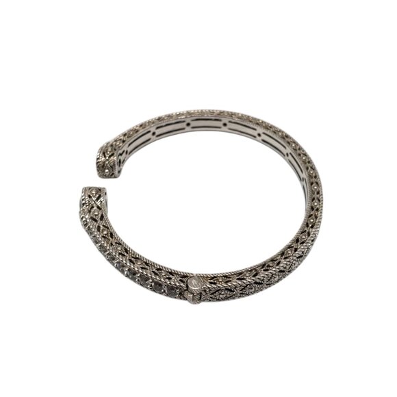 Judith Ripka Sterling Silver CZ Hinged Cuff Bracelet #19500 - Picture 1 of 10